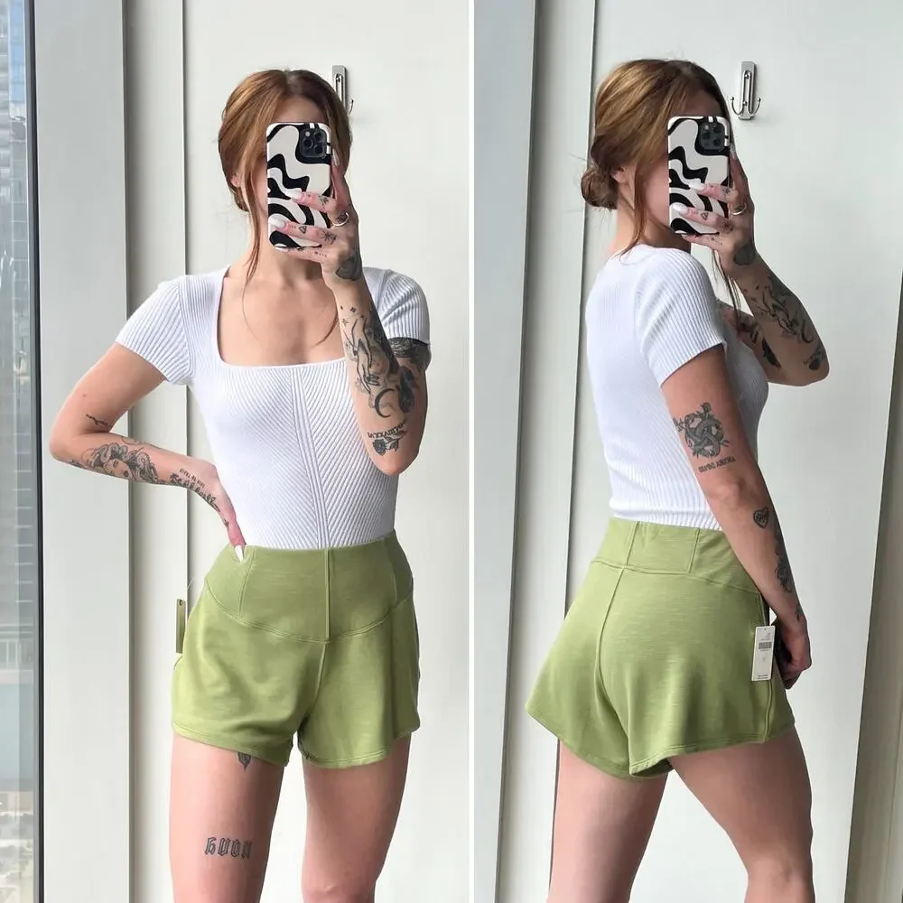 Anthropologie Daily Practice Shorts Womens S Green Corset Shorts Green Flowy